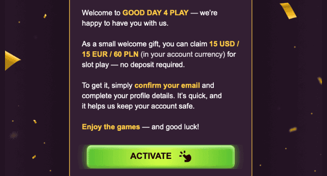 Confirm registration