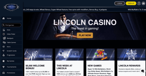 Enter Lincoln Casino’s main page