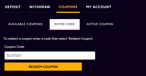 Activate the no deposit bonus